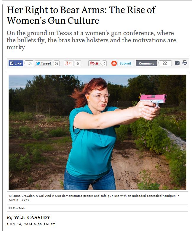 Screen capture from http://www.rollingstone.com/politics/news/her-right-to-bear-arms-the-rise-of-womens-gun-culture-20140714