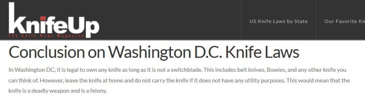 Washington DC Knife Laws